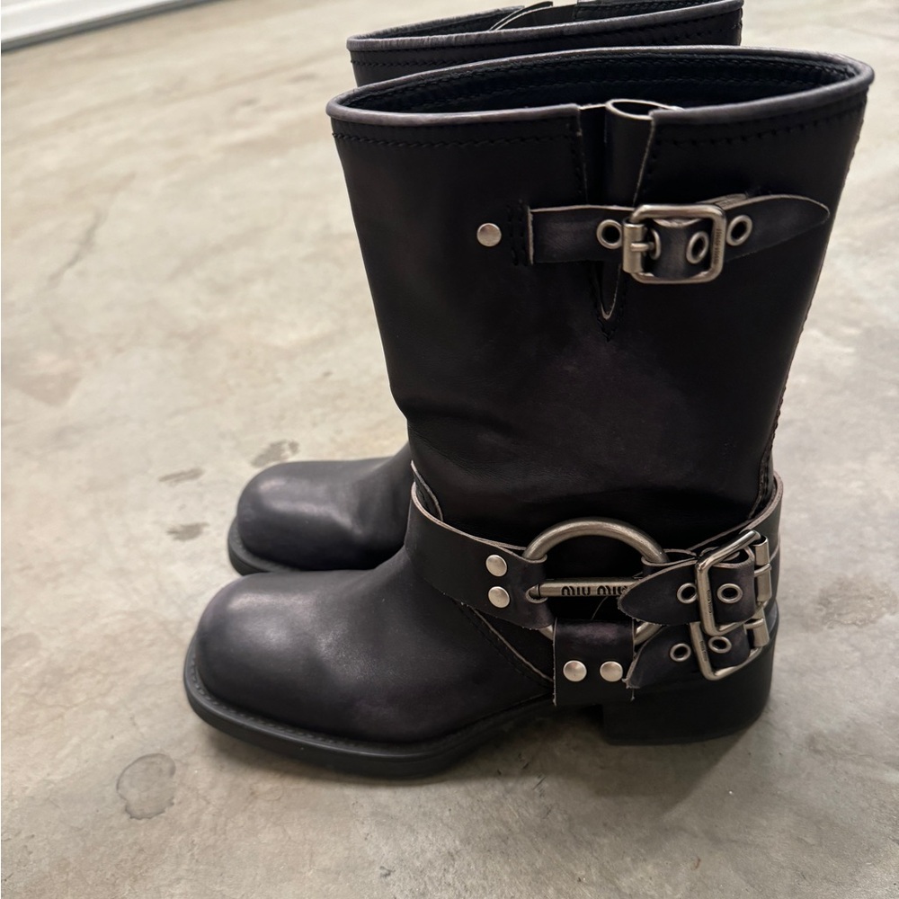 MIU MIU Biker Boots in Black